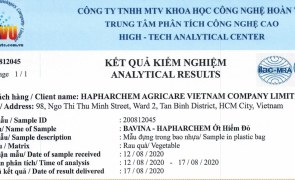 Red Chili analysis results of Bavina on Aug 12nd 2020